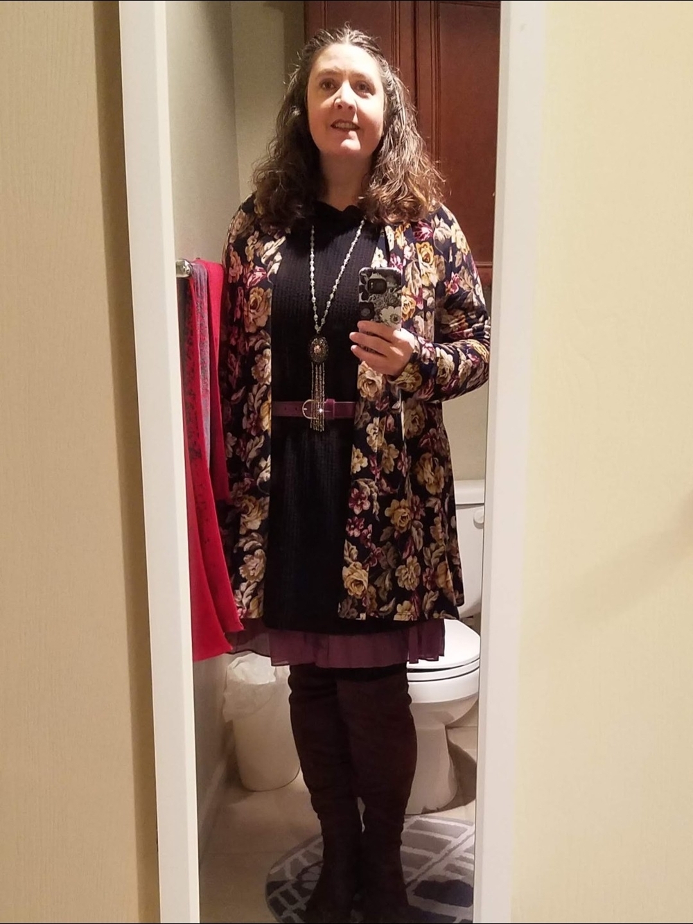 ​The ZigZag Stripe Open Front Floral Cardigan XL Black Mustard Yellow Rose Print - Picture 9 of 10